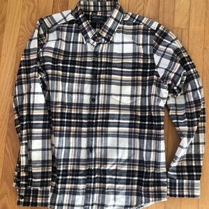 Eddie Bauer Brown, White, and Tan Plaid Shirt
With Pocket